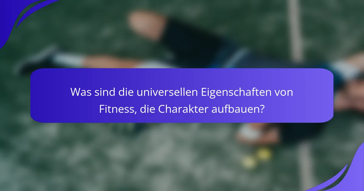 Was sind die universellen Eigenschaften von Fitness, die Charakter aufbauen?