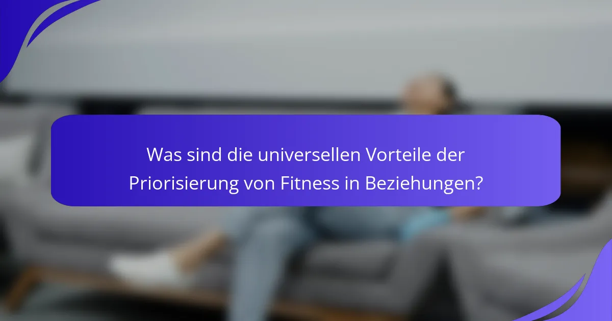 Was sind die universellen Vorteile der Priorisierung von Fitness in Beziehungen?