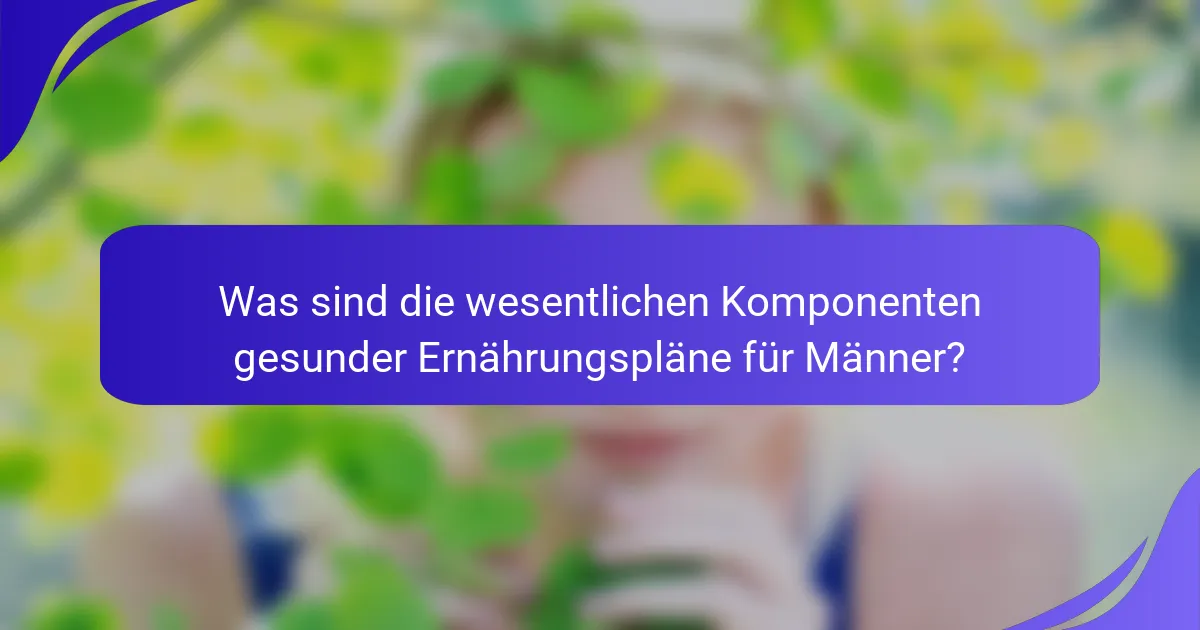 Was sind die wesentlichen Komponenten gesunder Ernährungspläne für Männer?