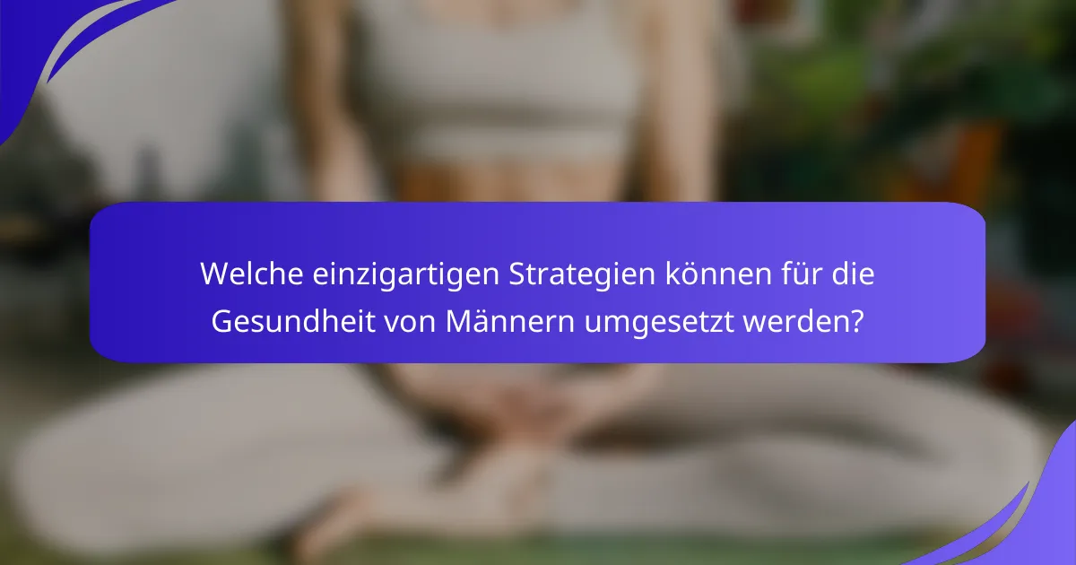 Welche einzigartigen Strategien können für die Gesundheit von Männern umgesetzt werden?