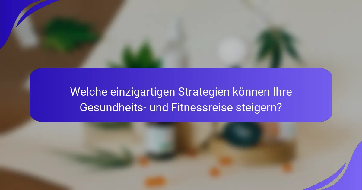 Welche einzigartigen Strategien können Ihre Gesundheits- und Fitnessreise steigern?