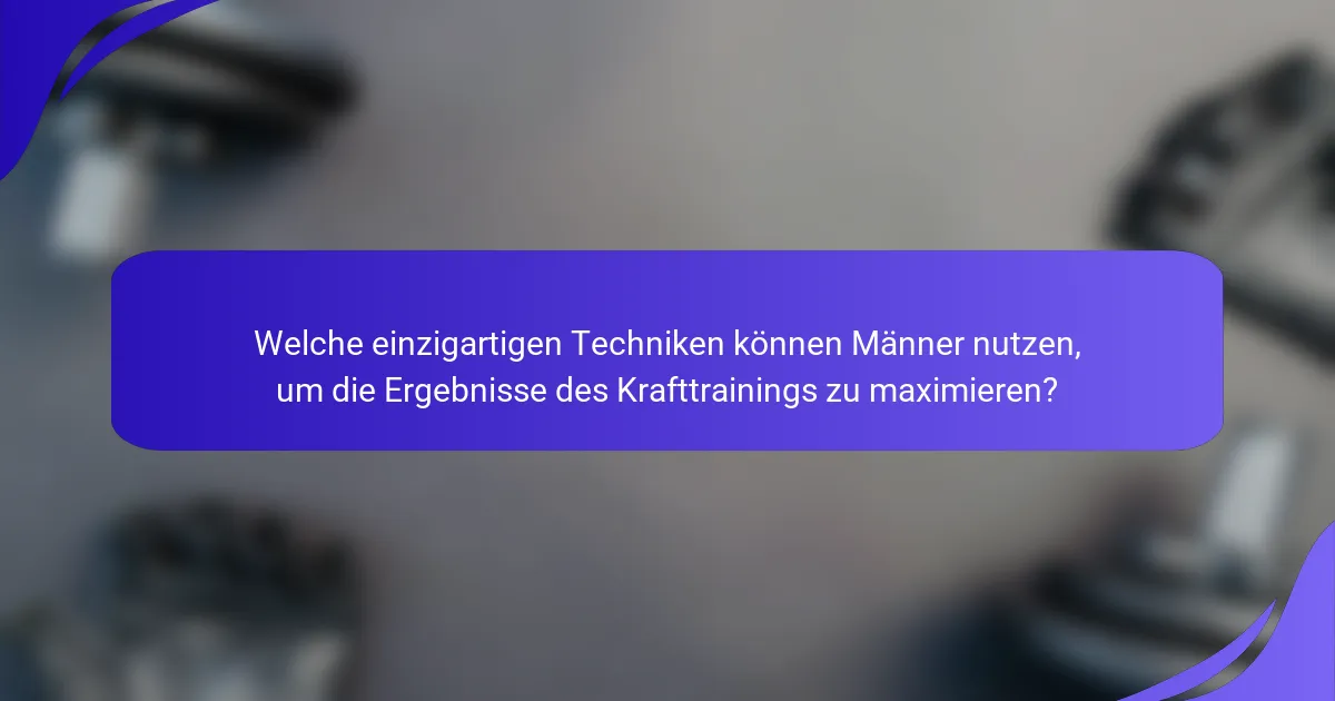 Welche einzigartigen Techniken können Männer nutzen, um die Ergebnisse des Krafttrainings zu maximieren?
