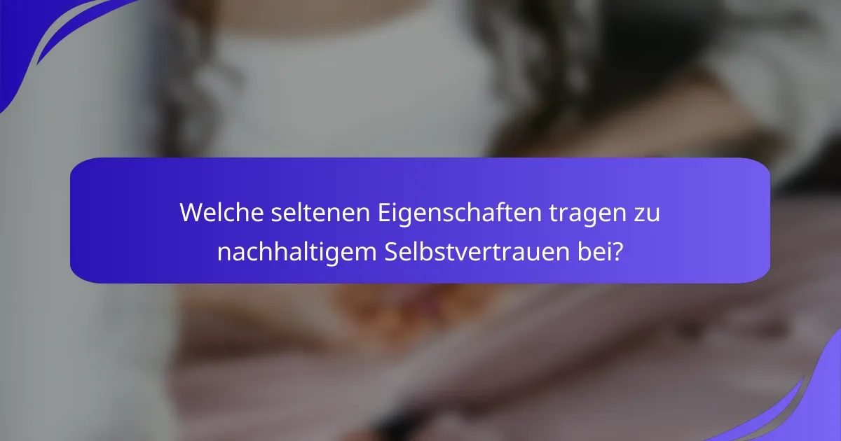 Welche seltenen Eigenschaften tragen zu nachhaltigem Selbstvertrauen bei?